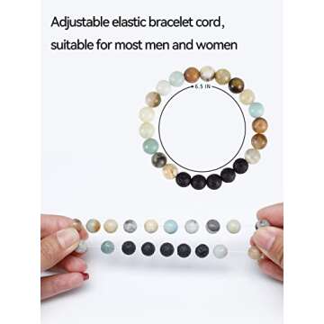 Apipi 6 Pack Lava Stone Bead Bracelet - Natural Stones Stretch Bracelets, Aromatherapy Essential Oil Diffuser Healing Crystal Bracelets for Women Gifts(8mm)