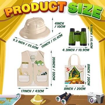 Haysandy 48 Pcs Kids Explorer Costume Set - Safari Hats, Vests, Bags & Binoculars