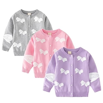 ZEROFEEL Toddler Sweater with Bow-Knot Heart Print