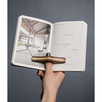 TILISMA Wooden Book Page Holder - Handmade Walnut Thumb Book Accessories - Reading Gadget to Read in...