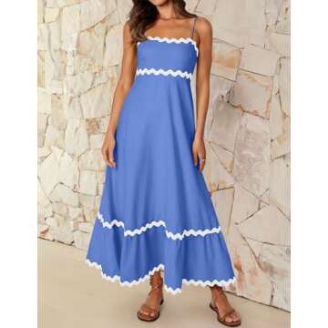 ZESICA Women's 2025 Summer Spaghetti Straps Sleeveless Backless Sundress Flowy Smocked Lace Swing A ...