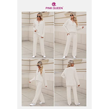 Comfortable Pink Queen Knit Sweatsuit Set for Women