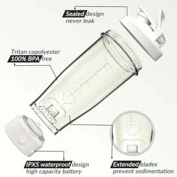 Electric Protein Shaker Bottle, 24 oz USB Rechargeable Blender Bottles, Shaker cups for Protein Mixes with BPA Free, Blender Replacement Parts, Made with Tritan Portable Blender Cup for Protein Shakes