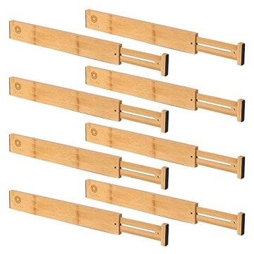 Qozary 8 Pack Adjustable Bamboo Drawer Dividers, Spring Loaded Drawer Organization Separators Expand...