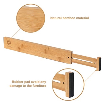 Qozary Adjustable Bamboo Drawer Dividers Set of 8