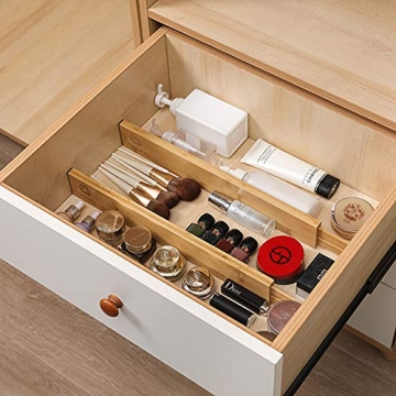 Qozary Adjustable Bamboo Drawer Dividers Set of 8