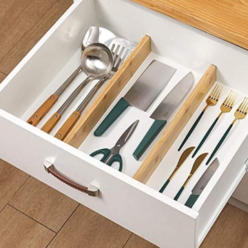 Qozary Adjustable Bamboo Drawer Dividers Set of 8