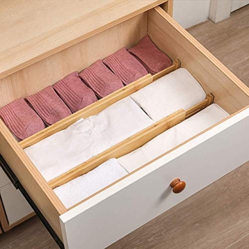 Qozary Adjustable Bamboo Drawer Dividers Set of 8
