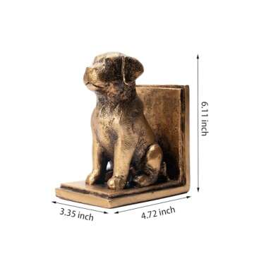 Mervkis Book Ends for Shelves to Hold Books Heavy Duty,Decorative Bookend for Bookshelf Décor,Cute Animal Dog Book Stopper Labrador Retriever Statues for Home, Office Desk Decoration,1pair
