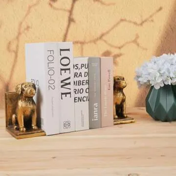Mervkis Book Ends for Shelves to Hold Books Heavy Duty,Decorative Bookend for Bookshelf Décor,Cute Animal Dog Book Stopper Labrador Retriever Statues for Home, Office Desk Decoration,1pair