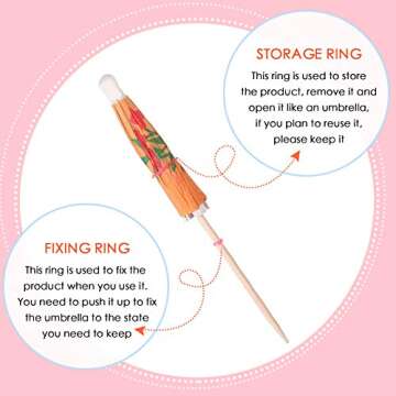 Patelai 48 Pieces Drink Umbrellas Cocktail Picks Hawaiian Multi Color Drink Umbrellas Tropical Paper...