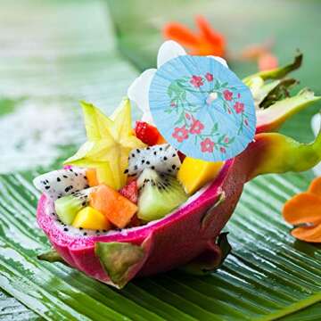 Patelai 48 Pieces Drink Umbrellas Cocktail Picks Hawaiian Multi Color Drink Umbrellas Tropical Paper Umbrella Cupcake Topper for Party Supplies (Classic Style)