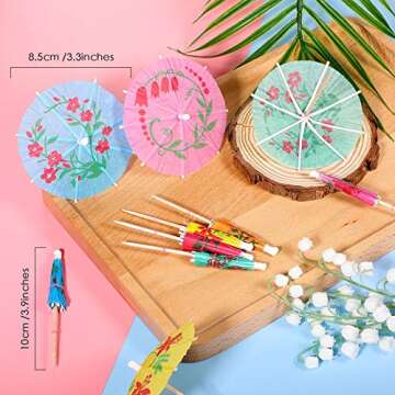 Patelai 48 Pieces Drink Umbrellas Cocktail Picks Hawaiian Multi Color Drink Umbrellas Tropical Paper Umbrella Cupcake Topper for Party Supplies (Classic Style)