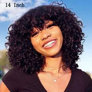200 Density Curly Human Hair Wig for Women | 14 Inch