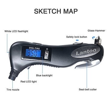 Lantoo 150 PSI Digital Tire Pressure Gauge with Tools