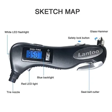 Lantoo 150 PSI Digital Tire Pressure Gauge with Tools