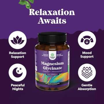 Pure Magnesium Glycinate 400mg Per Serving - Vegan High Absorption Chelated Magnesium Capsules for Women & Men with Elemental 400mg for Mood Sleep and Relaxation Support - 45 Servings