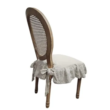 Elegant 100% Linen Chair Seat Cover with Ruffles
