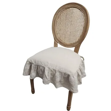 Elegant 100% Linen Chair Seat Cover with Ruffles
