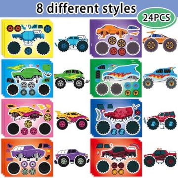 24 Sheets Make Your Own Monster Truck Stickers for Kids