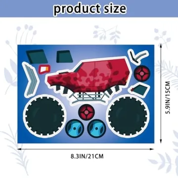 24 Sheets Make Your Own Monster Truck Stickers for Kids