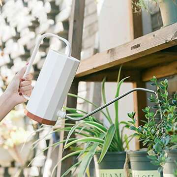 THEKBS Plastic Watering Can, Modern Style Watering Pot with Long Spout, Small Size for Bonsai Indoors and Outdoors, 40oz/1.2L (White)