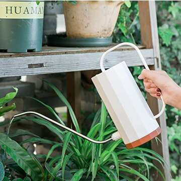 THEKBS Plastic Watering Can, Modern Style Watering Pot with Long Spout, Small Size for Bonsai Indoors and Outdoors, 40oz/1.2L (White)