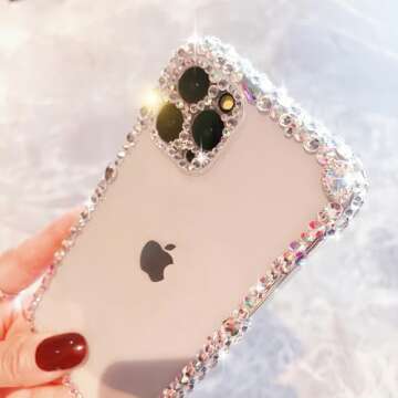 MOSEZA Compatible with iPhone 13 Pro Max Case Luxury Bling Rhinestone Glitter Phone Case for Women G...