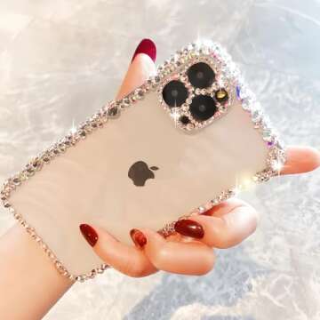 MOSEZA Compatible with iPhone 13 Pro Max Case Luxury Bling Rhinestone Glitter Phone Case for Women Girl 3D Diamond Silicone Clear Protective Case Cover