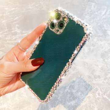 MOSEZA Compatible with iPhone 13 Pro Max Case Luxury Bling Rhinestone Glitter Phone Case for Women Girl 3D Diamond Silicone Clear Protective Case Cover