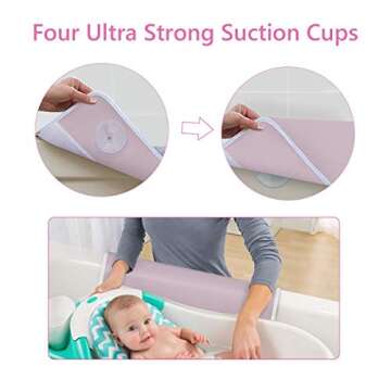 Bath Kneeler and Elbow Rest 1.5" Thick Kneeling Mat with Toy Organizer - Bath Kneeling Pad for Baby Bath Time, Garden Work, Exercise - Detachable and Foldable Bathtub Mat for Parents - Pink