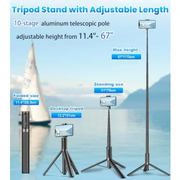 TONEOF 67" Selfie Stick Tripod for iPhone/Android