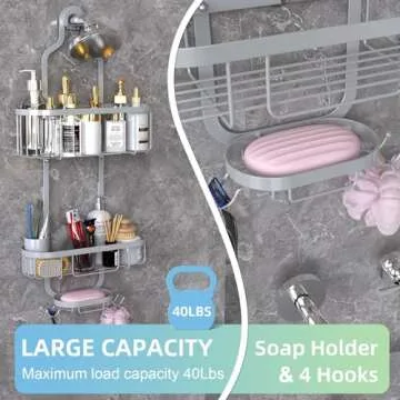 Kadolina Hanging Shower Caddy - Stylish & Rustproof Organizer