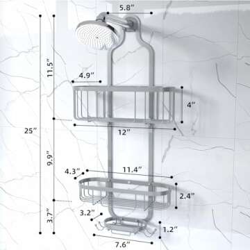 Kadolina Hanging Shower Caddy - Stylish & Rustproof Organizer