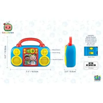 eKids Cocomelon Toy Music Player Includes Freeze Dance, Musical Toy for Toddlers with Built-in Nursery Rhymes for Fans of Cocomelon Toys and Gifts for Boys and Girls