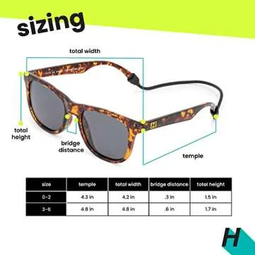 Hipsterkid Sunglasses for Kids Toddler Polarized Sunglasses Shatter-Resistant Lenses and Stay-On Strap 100% UV Protection Christmas Gift (Tortoise, 3-6 Years)