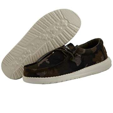 Hey Dude Boy's Wally Linen Youth Camo Size 2 | Boy’s Shoes | Boy's Lace Up Loafers | Comfortable & Light-Weight