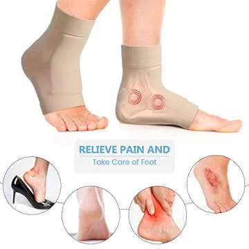 Nuanchu 2 Pairs Padded Skate Socks Ice Skating Protection Socks Lace Bite Gel Pads Ankle Malleolar Sleeves Protection Guards for Front Foot Shin Achilles Tendon Heel (Nude,Malleolar)