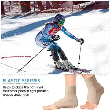 Nuanchu 2 Pairs Padded Skate Socks Ice Skating Protection Socks Lace Bite Gel Pads Ankle Malleolar Sleeves Protection Guards for Front Foot Shin Achilles Tendon Heel (Nude,Malleolar)