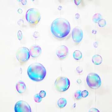 Decor365 Little Mermaid Party Decorations Purple Blue Bubble Garlands Hanging Bubbles Streamer Banner Backdrop Decor Ocean Theme Under The Sea Decor Beach Pool Side Girls Birthday Party Supplies