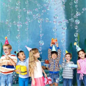 Decor365 Little Mermaid Party Decorations Purple Blue Bubble Garlands Hanging Bubbles Streamer Banner Backdrop Decor Ocean Theme Under The Sea Decor Beach Pool Side Girls Birthday Party Supplies
