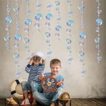 Decor365 Little Mermaid Party Decorations Purple Blue Bubble Garlands Hanging Bubbles Streamer Banner Backdrop Decor Ocean Theme Under The Sea Decor Beach Pool Side Girls Birthday Party Supplies