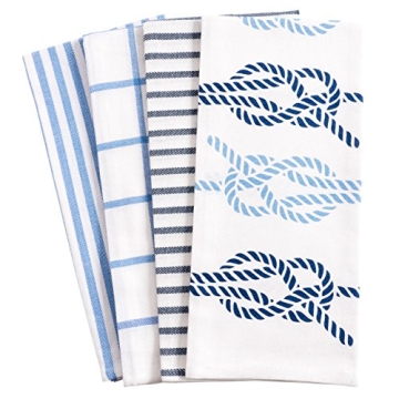 KAF Home Pantry Nautical Knots Kitchen Dish Towel Set of 4, 100-Percent Cotton, 18 x 28-inch