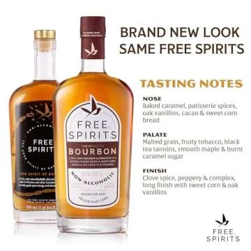 Free Spirits Non-Alcoholic Bourbon Spirit - Award Winning Whiskey Alternative - Low Calorie, Vegan, Gluten-Free with B-Vitamins - Natural Ingredients for Delicious Cocktails - 750 ml Bottle