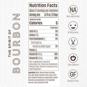 Free Spirits Non-Alcoholic Bourbon Spirit - Award Winning Whiskey Alternative - Low Calorie, Vegan, Gluten-Free with B-Vitamins - Natural Ingredients for Delicious Cocktails - 750 ml Bottle