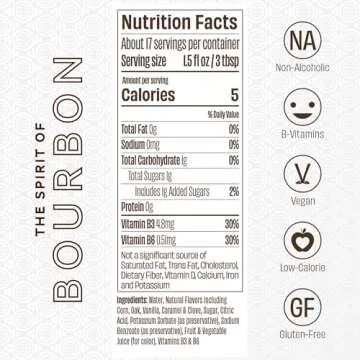 Free Spirits Non-Alcoholic Bourbon Spirit - Award Winning Whiskey Alternative - Low Calorie, Vegan, Gluten-Free with B-Vitamins - Natural Ingredients for Delicious Cocktails - 750 ml Bottle