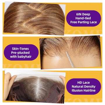 KOME Honey Brown Synthetic Lace Front Wig | 13×6 Pre Plucked