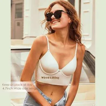 ForBaysy Low Back Bras for Women Push Up Backless Bra,Low Cut Multiway Convertible Bra Wire Plunge B...
