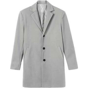 Men's Slim Fit Notched Collar Trench Coat by PASLTER