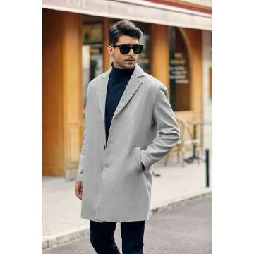 Men's Slim Fit Notched Collar Trench Coat by PASLTER